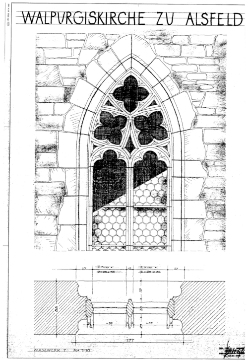 Fenster des Südseitenschiffs,
 Mengel