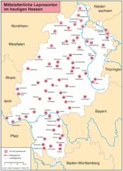 Bild [1]: Standorte Leprosorien in Hessen